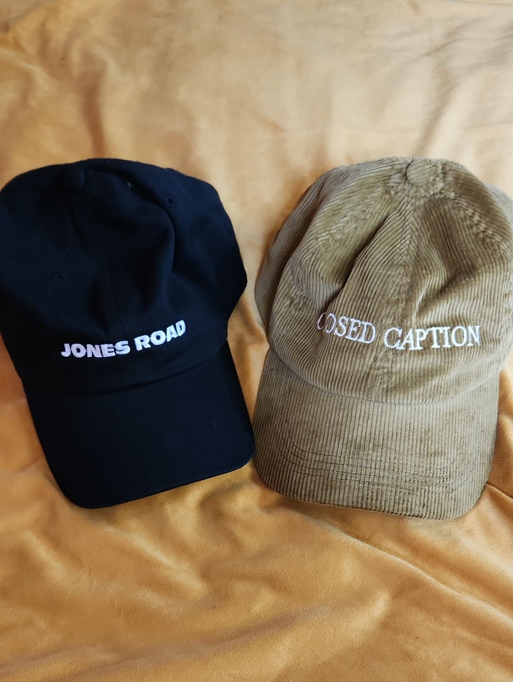 Jones Road Black Baseball Cap & Olive Corduroy Hat Set